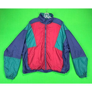 Vintage Volleys Sport Windbreaker Jacket Adult XL Colorblock Full Zip Retro